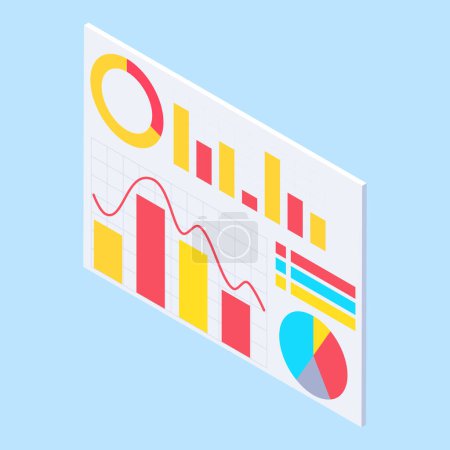 Illustration for Vector laptop with data analytics and business plan - Royalty Free Image