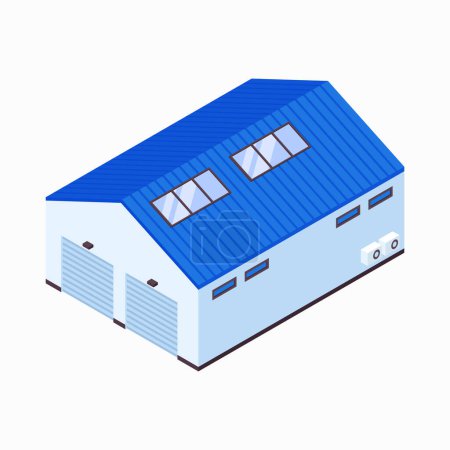Illustration for Vector isometric of an industrial building for the manufacture of products - Royalty Free Image
