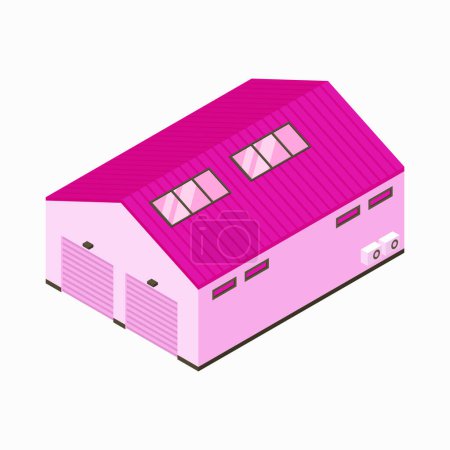 Vektor modularer Rahmenbau isometrische Komposition mit isoliertem Bild des modernen Hauses