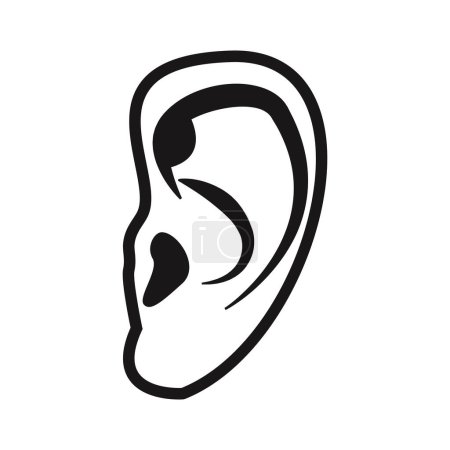 Vector ear anatomical icon on white background