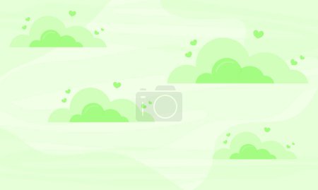 Ilustración de Banner de San Valentín Vector con nubes verdes en el cielo - Imagen libre de derechos