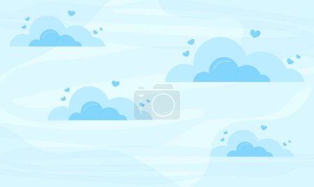 Ilustración de Banner de San Valentín Vector con nubes azules en el cielo - Imagen libre de derechos