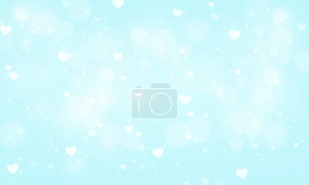 Vector blue blurred valentines day background with hearts bokeh