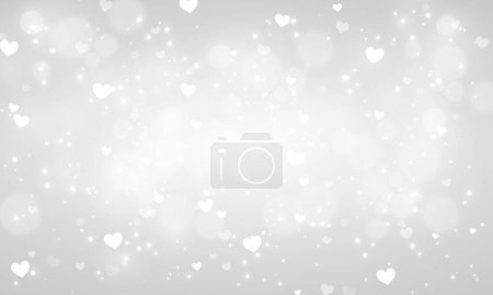 Vector gray blurred valentines day background with hearts bokeh