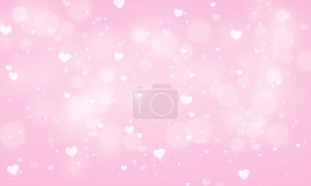 Vector pink blurred valentines day background with hearts