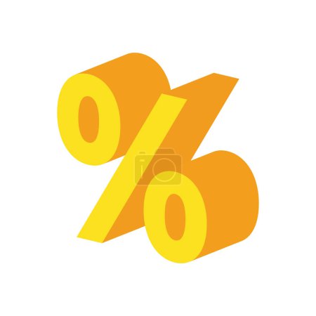 Vector amarillo 3d signo por ciento de descuento en el fondo aislado voucher regalo vector ilustración