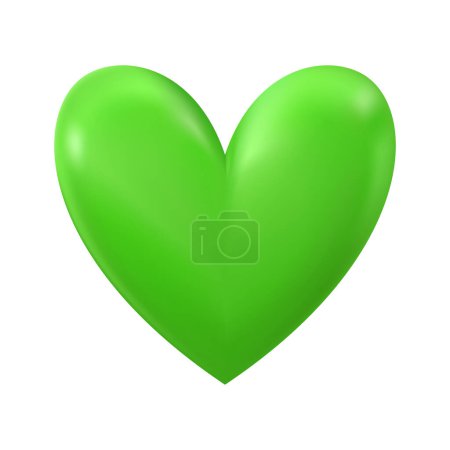 Téléchargez les illustrations : Cœur vert icône de dessin animé signe ou symbole Valentine romance concept sur fond blanc illustration 3d - en licence libre de droit