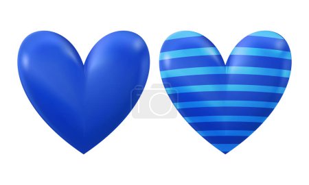 Téléchargez les illustrations : Vecteur bleu brillant coeur symbole réaliste 3d vecteur illustration isolé sur fond blanc - en licence libre de droit