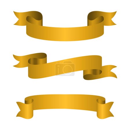 Illustration for Realistic icon set of gold ribbons isolated on white background - Royalty Free Image