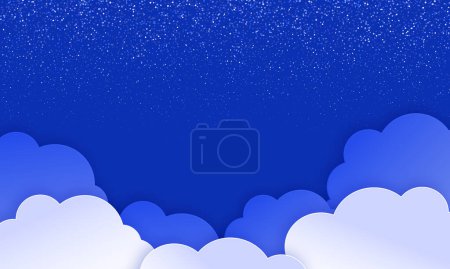 Vector blue clouds with sparkling background design