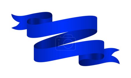 Illustration for Vector blue glossy ribbon banner on white - Royalty Free Image