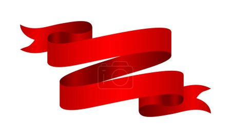 Illustration for Vector red glossy ribbon banner on white - Royalty Free Image