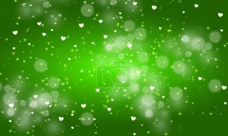 Vector green hearts glowing background design