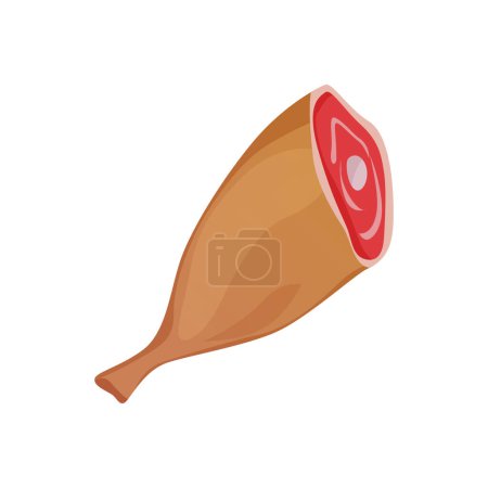 Vector beef leg meat cut icon on white