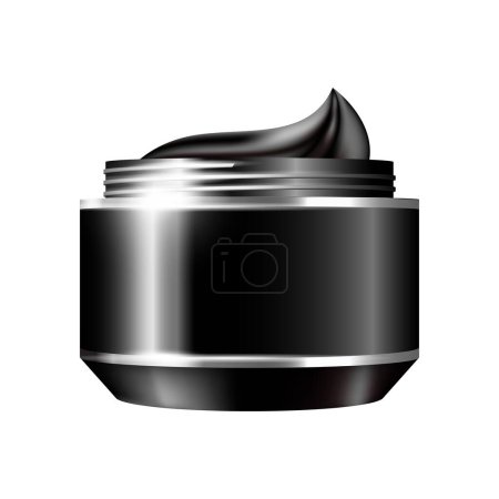 Vector black jar with cream cosmetic plastic container