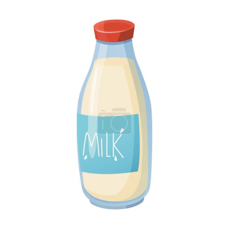Vektorflasche mit Milchelementen für Design landwirtschaftlicher Produkte gesunde Ernährung flache Vektorillustration