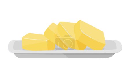 Vektor-Butter auf weißem Teller isoliert auf weißem Hintergrund