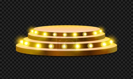 Vector round yellow podium with lighting for banner