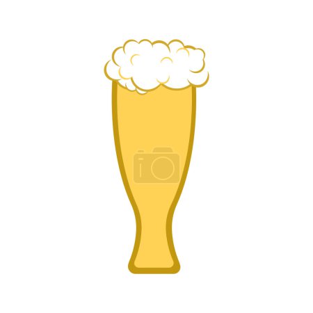 Cartoon glass cold beer with foam vector hand drawn illustration