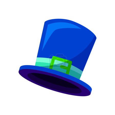 Illustration for Vector cartoon blue top hat. headwear of bucket shape, male cylinder, vector illustration isolated on white background - Royalty Free Image