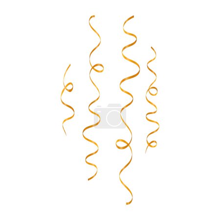 Téléchargez les illustrations : Confettis de ruban d'or vectoriel 3d mis sur blanc - en licence libre de droit