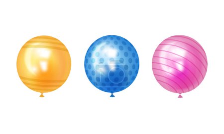 Vector set of colorful balloons inflated with helium
