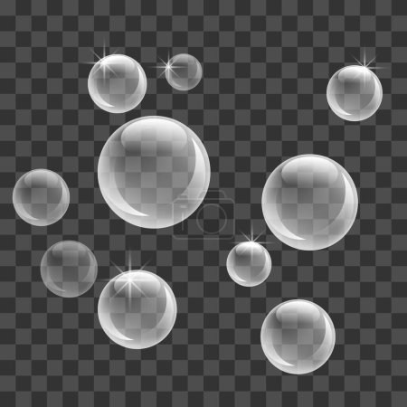 Vector water bubbles set on white background