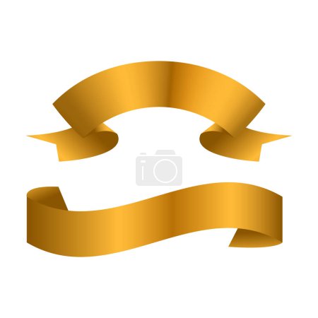 Illustration for Vector gold glossy ribbon banners set. collection object stripe, frame classic tag - Royalty Free Image