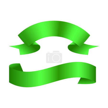 Illustration for Vector green glossy ribbon banners set. collection object stripe, frame classic tag - Royalty Free Image