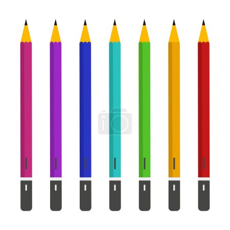Vector pencil colorful realistic set isolated on white