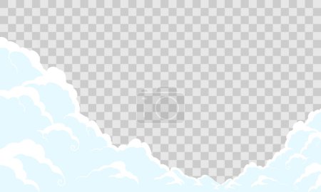 Vector blue sky with white clouds isloated on transparent background