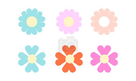 Téléchargez les illustrations : Collection de fleurs à ressort plat vectoriel - en licence libre de droit