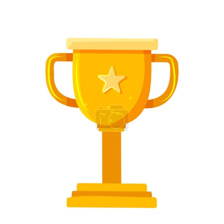 Vector trophy cup icon in flat style goblet prize vector illustration on isolated background