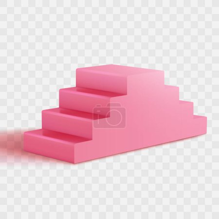 Vector realistic pink staircase interior design element