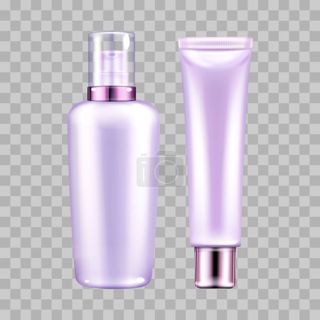 Vector set of cosmetic packaging on tranparent background