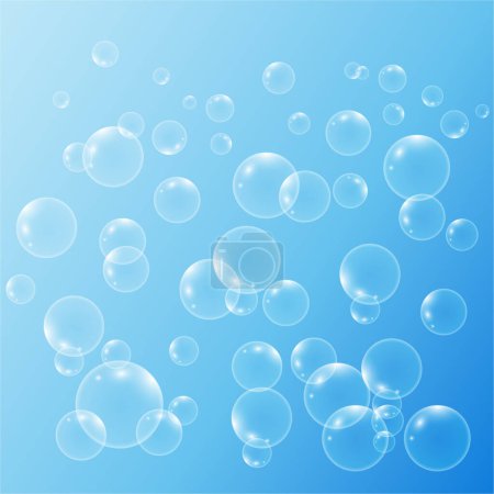 Fondo de agua azul vectorial con burbujas flotando hacia arriba