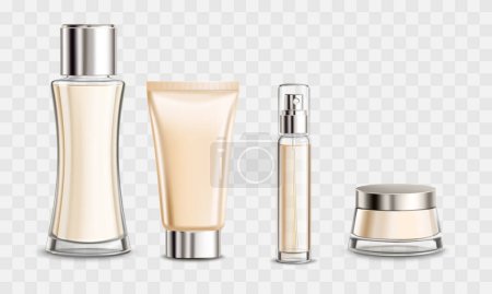 Vector cosmetic elements collection on tranparent background