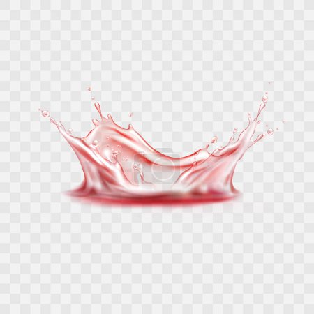Vector transparent water crown with water drops splash of water in red colors