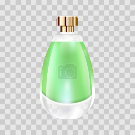 Vector perfume colored glass bottles on tranparent background