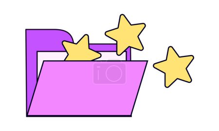 Vector contract document with stars icon in flat style