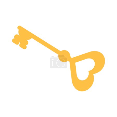 Vektor-Schlüsselsymbol. goldener Schlüssel für ein antikes Vorhängeschloss. Vektorflache Abbildung