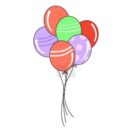 Vector bunte Bündel von glänzenden Luftballons isoliert auf weiß