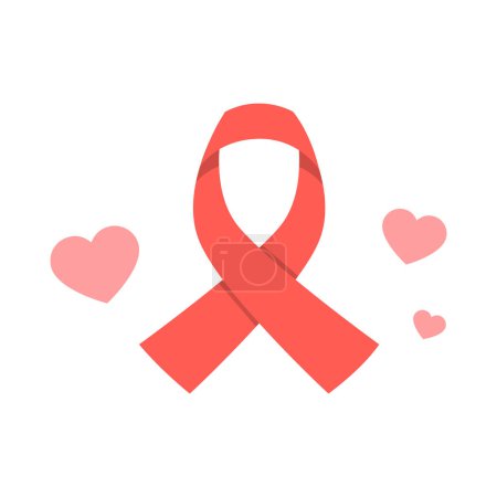 Vektor rotes Band Symbol der Brustkrebserkrankung Vektor Illustration isoliert auf dem Hintergrund