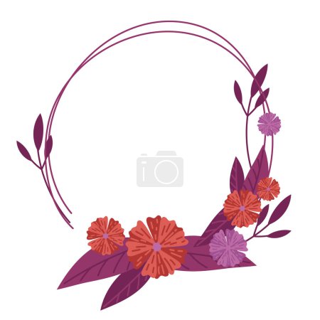 Téléchargez les illustrations : Couronne de fleur de lin vectorielle isolée sur fond blanc - en licence libre de droit