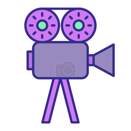 Vector movie camera vector icon, isolated object on white background