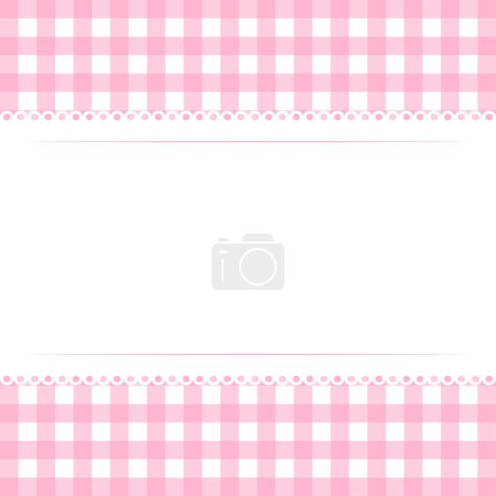Vektorleere Vorlage Layout weißer Spitzenstreifen auf rosa kariertem Hintergrund Illustration