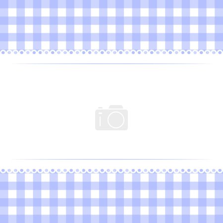 Modèle vectoriel vierge mise en page bande de dentelle blanche sur fond à carreaux bleu