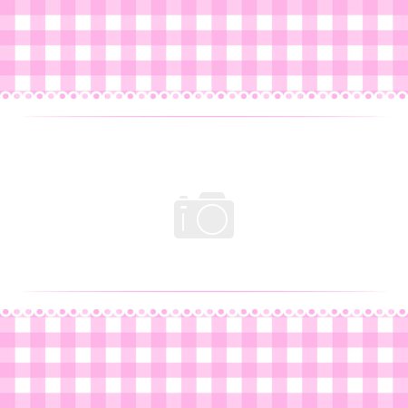 Vector Blank Template Layout weißer Spitzenstreifen auf rosa kariertem Hintergrund