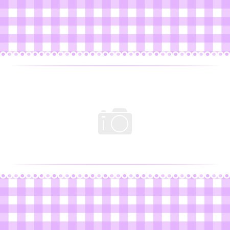 Modèle vectoriel vierge mise en page bande de dentelle blanche sur fond à carreaux violet