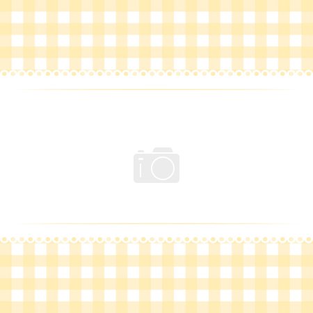Vecteur blanc gabarit mise en page bande de dentelle blanche sur fond carreaux jaune vecteur plat illustration